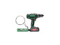Drill-shaped keychain with a logo and the year 1996.