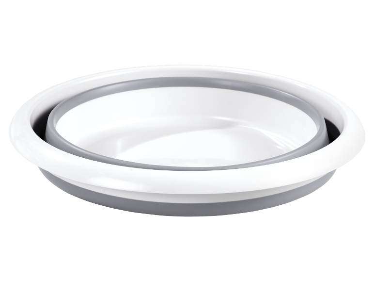 Foldable white and grey silicone bowl