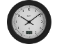 Round wall clock with a digital thermometer displaying 25 °C.