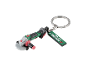Angle grinder shaped keychain with 'EST. 1996' text