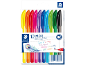 Set of 10 colorful, triangular ballpoint pens with smooth writing and vivid colors.