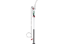 Telescopic pole pruner with saw and rope for high branch trimming.