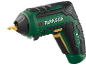 Cordless screwdriver with bit and light, green and black