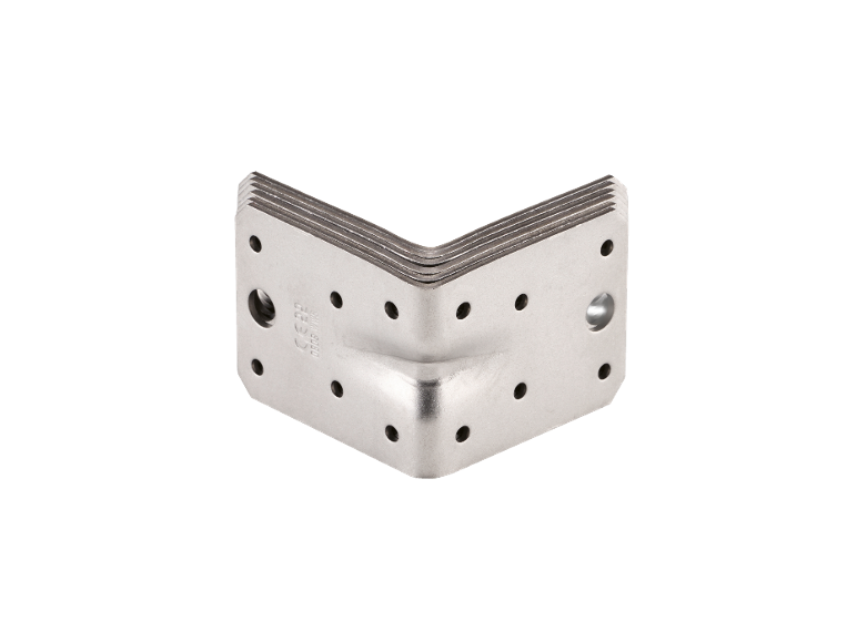 Metal corner bracket with screw holes