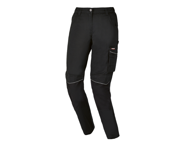Black work trousers with knee pads and cargo pockets.