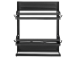 Black magnetic spice rack with paper towel holder.