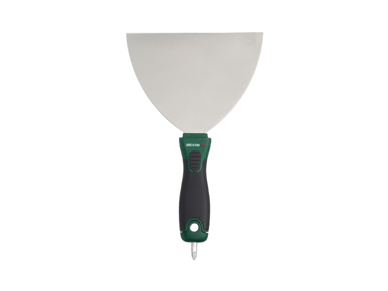 Spatula with a green and black handle and a replaceable bit