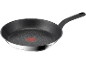 Non-stick frying pan with a black handle and a red heat indicator in the center.