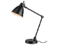 Black desk lamp with an adjustable arm and a round base