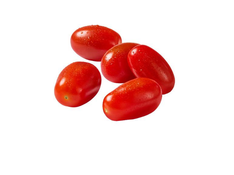 Group of red cherry tomatoes with water droplets