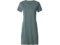 Blue-green t-shirt dress with V-neck