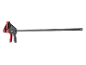 Black and red quick-release clamp with a long bar.