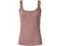 Pink ribbed camisole with lace details.