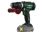 Cordless drill with an auxiliary handle and a battery that is not included.