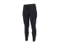 Black sports leggings with a drawstring waist and a zippered pocket.