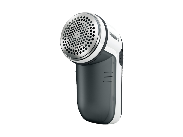 White and grey fabric shaver with a mesh head