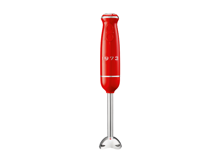 Red Silvercrest hand blender with the inscription 1973.