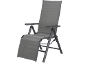 Grey folding recliner chair with armrests