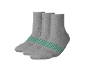 Three pairs of grey socks with green stripes
