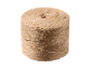 A large spool of natural brown jute twine or rope, standing upright.