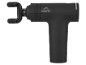 Black massage gun with a U-shaped attachment
