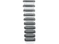 Stack of clear plastic food storage containers with gray lids.