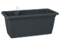 Rectangular grey plant pot with a water level indicator.