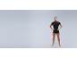 Man in black t-shirt and boxer briefs, standing with hands on hips.