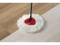 Microfiber mop with handle on wood and tiled floor