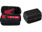 Portable jump starter kit with booster cables in a black zippered case.