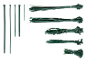 Green cable ties of various lengths and in bundles.