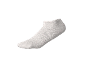 Light grey ankle sock on black background.