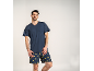 Men's short-sleeved and short-legged pajamas with a lemon pattern.