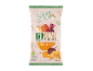 Packaging of vegetable chips with sea salt, featuring root vegetables and sunflower.