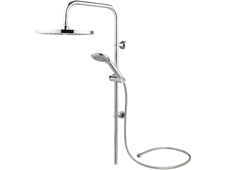 Chrome shower set with rain shower head and hand shower