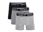 Pack of three men's cotton boxers in black and grey