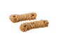 Two coiled bundles of natural jute rope on a black background.
