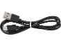 Black USB cable with USB-A and micro USB connectors, neatly coiled and tied.