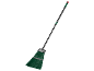 Green broom with a black handle