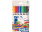 Set of 10 double-ended fibre-tip pens in recycled cardboard packaging, with monster illustrations.
