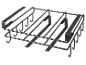 Black metal under-shelf organizer with hooks for cups.