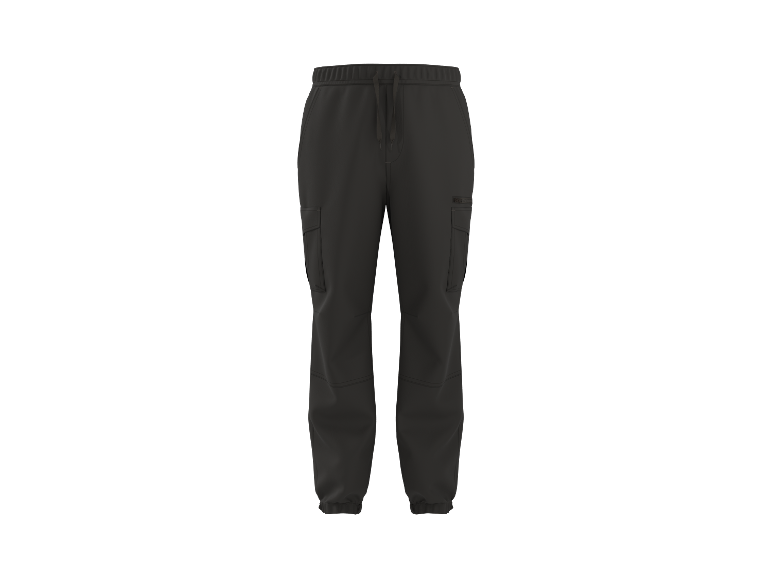 Esmara Men black cargo pants with drawstring and side pockets.