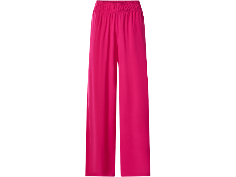 Fuchsia women's wide-leg trousers with an elastic waistband.