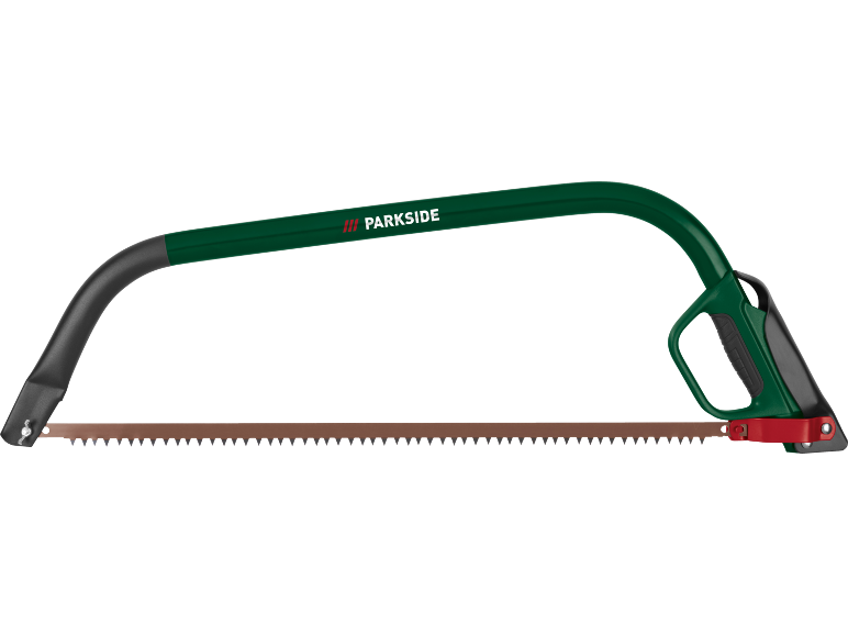 Green bow saw with a brown blade