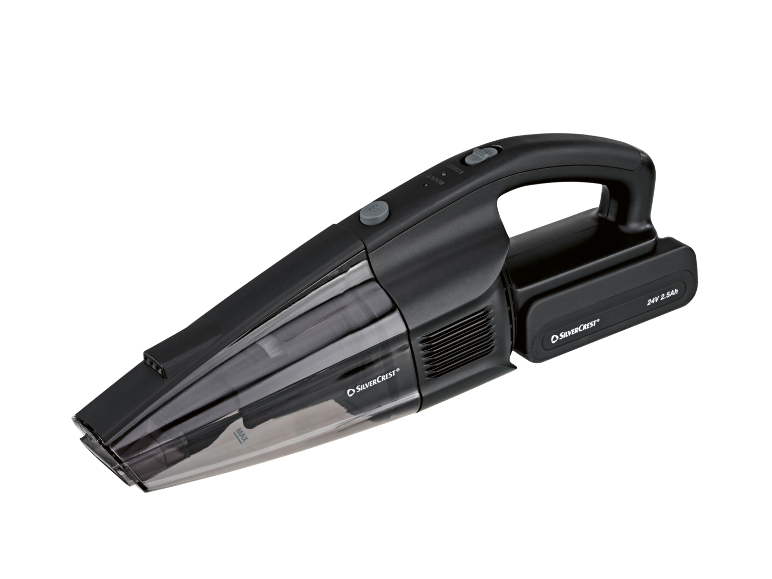 Black cordless handheld vacuum cleaner with 24V 2.5Ah battery