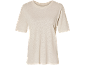 Light beige short-sleeved T-shirt with linen texture