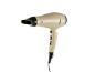 Cream-colored hair dryer with black accents and controls on the handle.