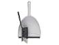Dustpan and brush in white and black.