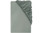 Light grey fitted sheet with elastic in the corner.