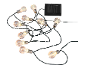 Solar bulb string lights with a black solar panel.